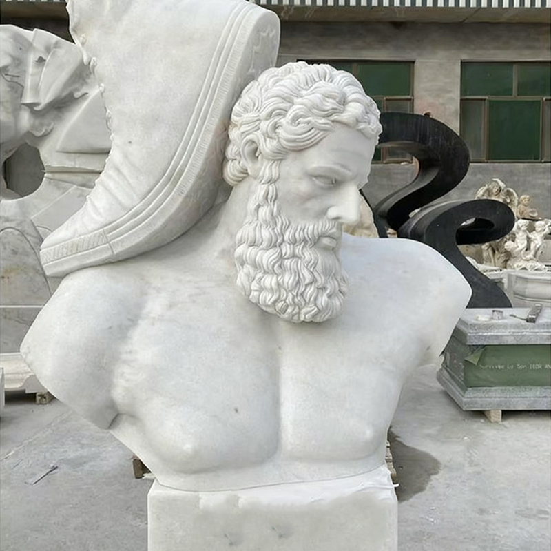 জীবন-আকারের সাদা মার্বেল মানব ভাস্কর্য, হাতে খোদাই করা