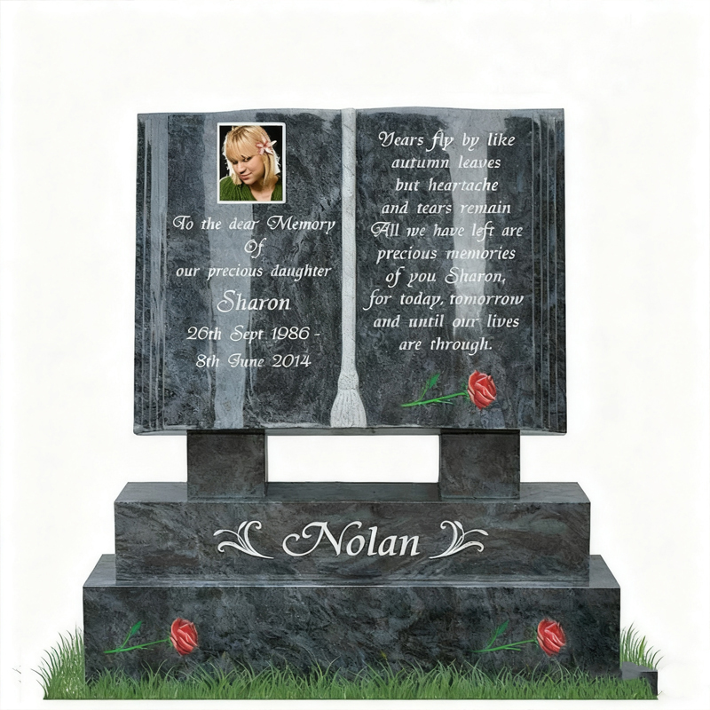 বই আকৃতির গ্রানাইট মেমোরিয়াল সমাধি পাথর