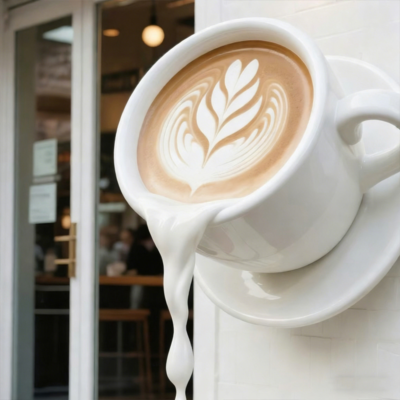 ফাইবারগ্লাস ভাসমান কফি কাপ আলংকারিক ভাস্কর্য